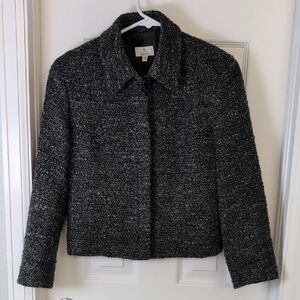 Zanella Black Tweed Blazer Wool Blend Made In Italy